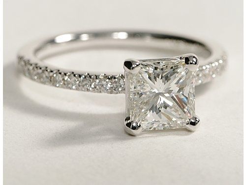 زفاف - Petite Pave Diamond Engagement Ring In 18k White Gold (1/4 Ct. Tw.)