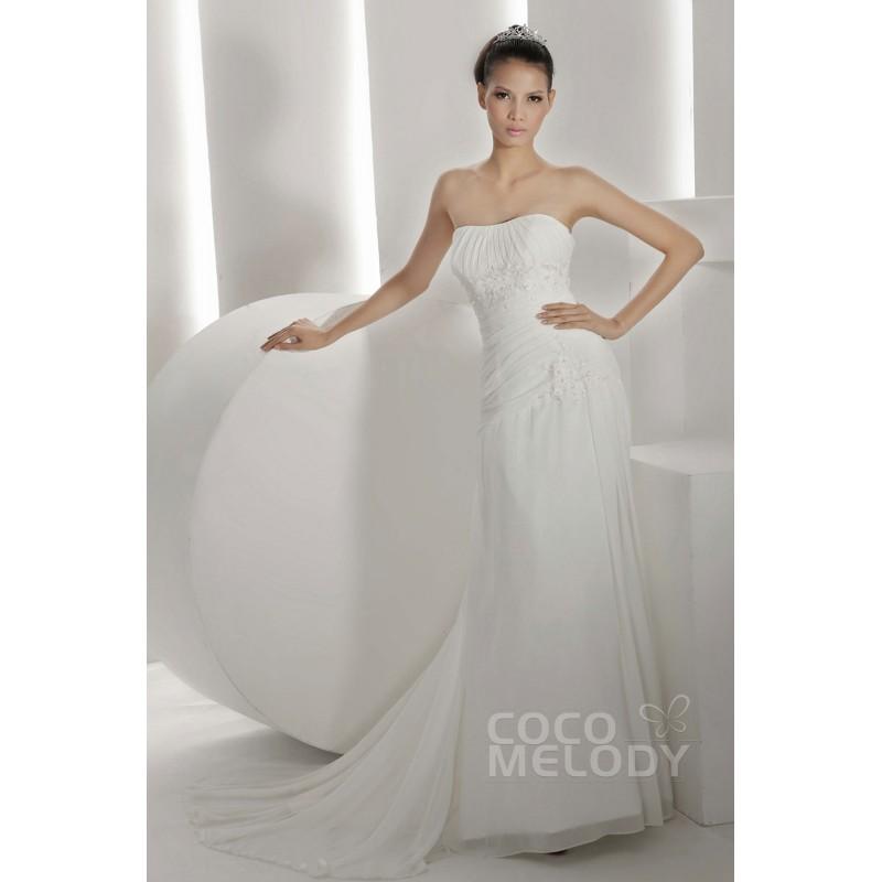 Mariage - Noble Sheath-Column Sweetheart Court Train Chiffon Wedding Dress CWLT130A9 - Top Designer Wedding Online-Shop