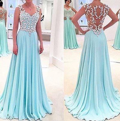 زفاف - Prom Dresses ,prom Gown,A-line Sweetheart Blue Long Prom Dresses, Bridesmaid Dresses