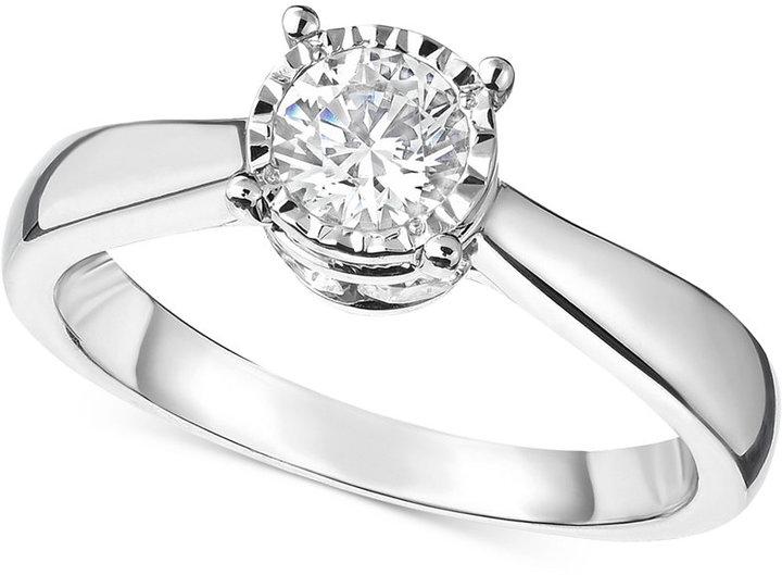 زفاف - TruMiracle Diamond Solitaire Engagement Ring (1 ct. t.w.) in 14k White Gold