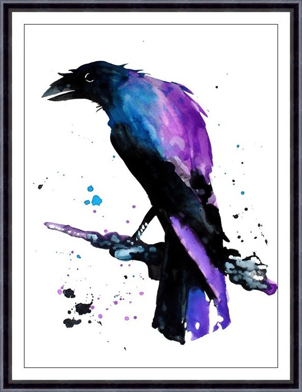 Wedding - Crow, Original watercolor painting, Art print from my original watercolor painting,Crow lover art, Crow wall art, raven 