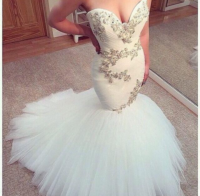 Свадьба - Aliexpress.com : Buy Ivory Tulle Mermaid Wedding Dresses Sexy Sweetheart Crystal Wedding Gowns Long Fitting Wedding Bride Dresses Robe De Mariage  From Reliable Dress Pick Suppliers On Xlbutterfly  