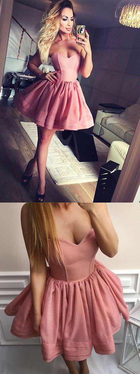 Свадьба - Stylish A-Line Sweetheart Pink Short Homecoming Dress