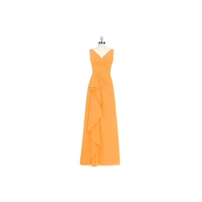 زفاف - Tangerine Azazie Julianna - Chiffon Floor Length V Back V Neck Dress - Charming Bridesmaids Store