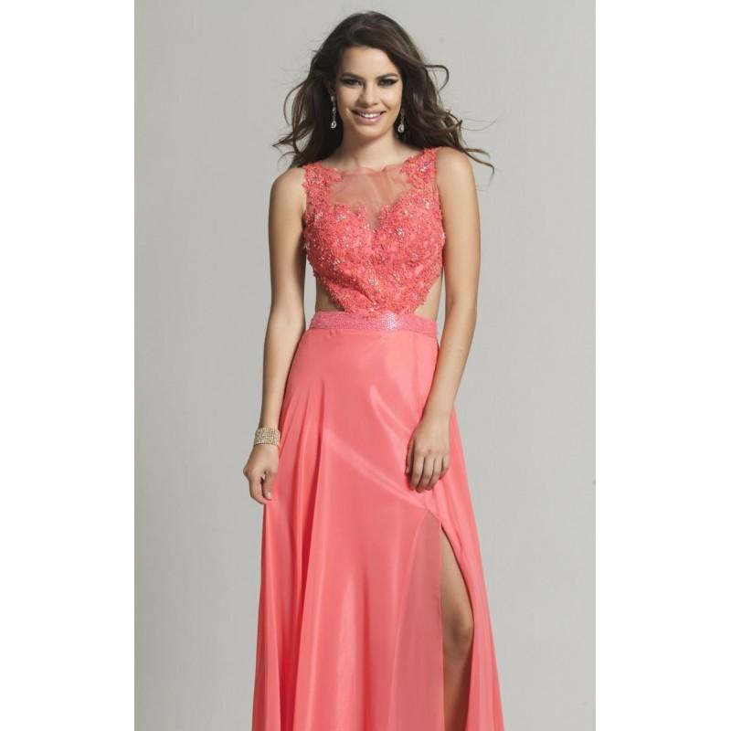 Hochzeit - Watermelon Beaded Open Back Gown by Dave and Johnny - Color Your Classy Wardrobe