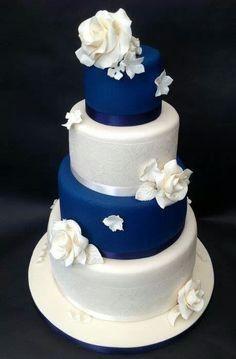 Wedding - Blue and White Wedding Cake