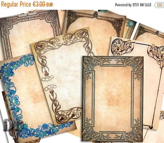 Mariage - 40% Antique Border Designs ACEO Size Digital Collage Sheet, Labels, Art & Trade Cards, 2 Sheets, 12 Jewelry Holders instant download  A_002