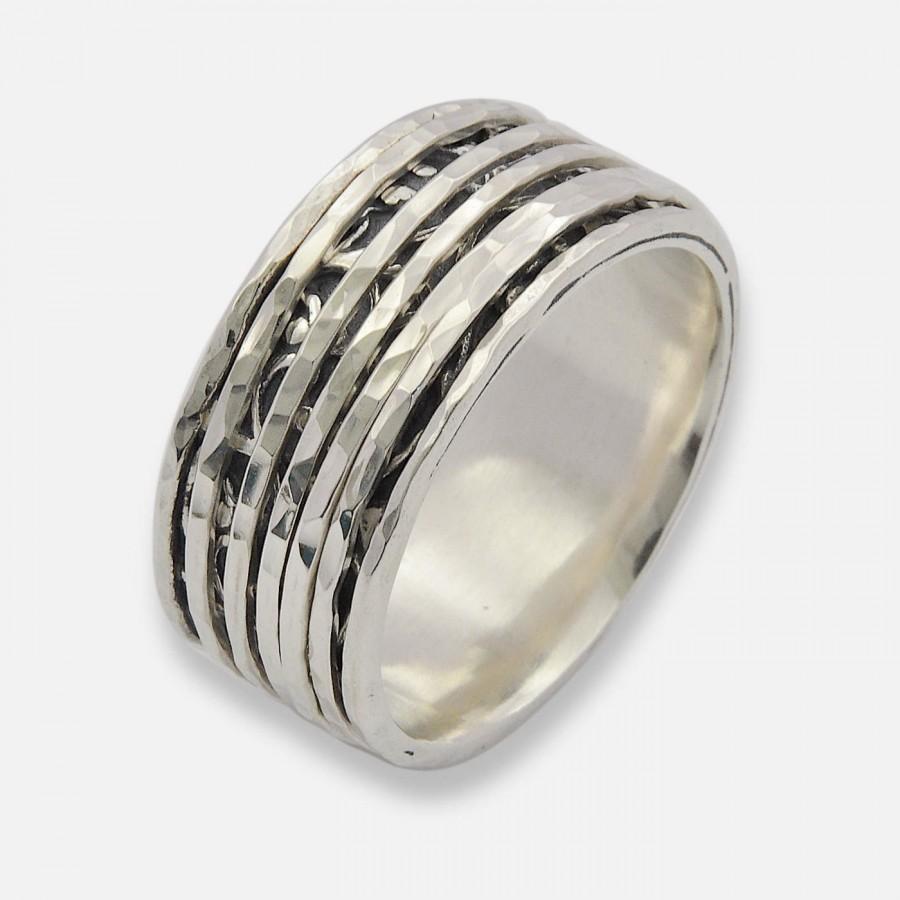 زفاف - Silver Oxidized Spinner Ring, Silver Spinner Ring, Spinner Ring, Spinner Band, Floral Spinning ring for women, Meditation ring