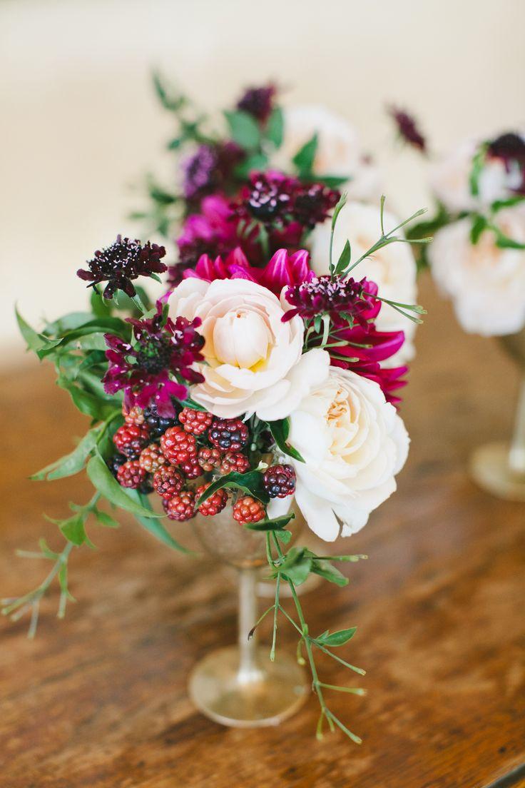 Wedding - Raspberry, Rose And Scabiosa Centerpieces
