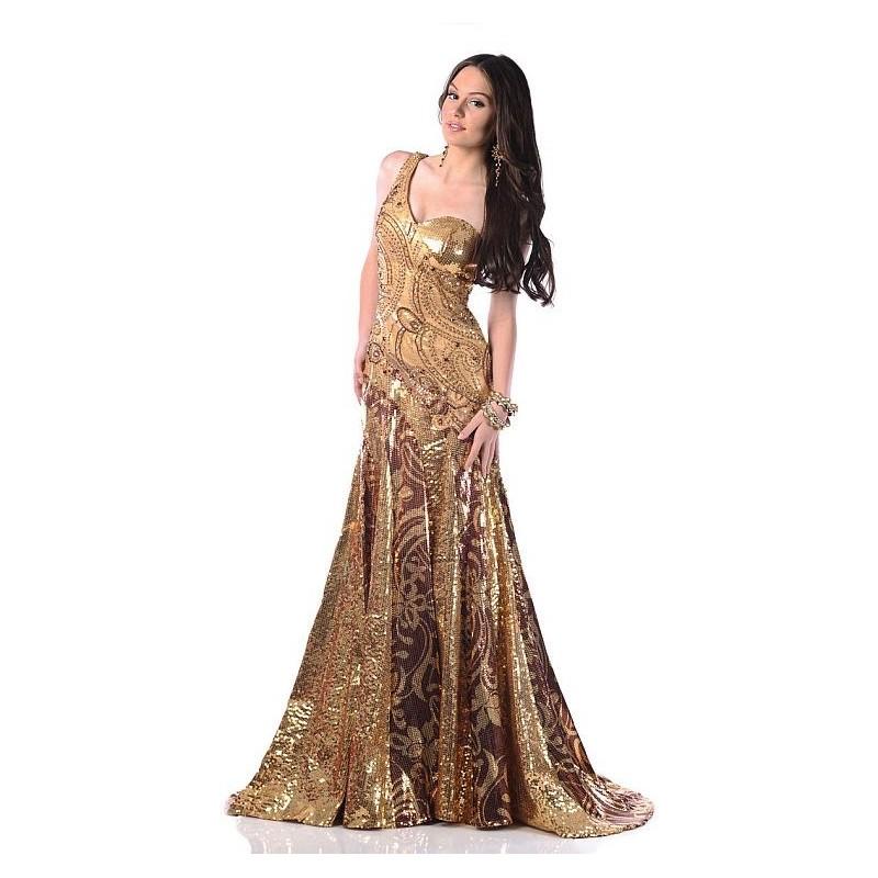 زفاف - Johnathan Kayne Gold Sequin One Shoulder Prom Dress 510 - Brand Prom Dresses