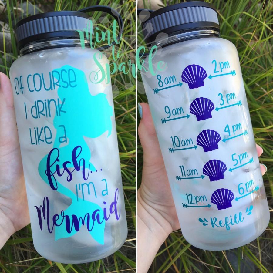 Свадьба - Mermaid Motivational/Accountability water bottle. Mint/Purple/Teal