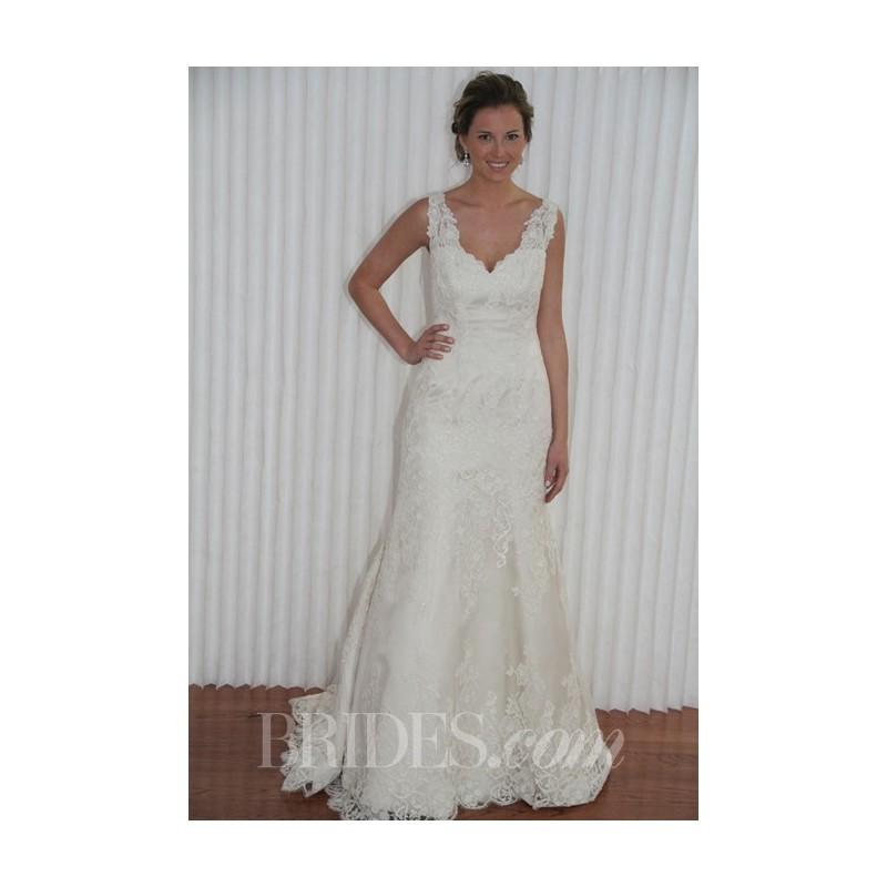 زفاف - Modern Trousseau - Spring 2014 - Kendall A-Line Wedding Dress with V-Neckline and Lace Straps - Stunning Cheap Wedding Dresses