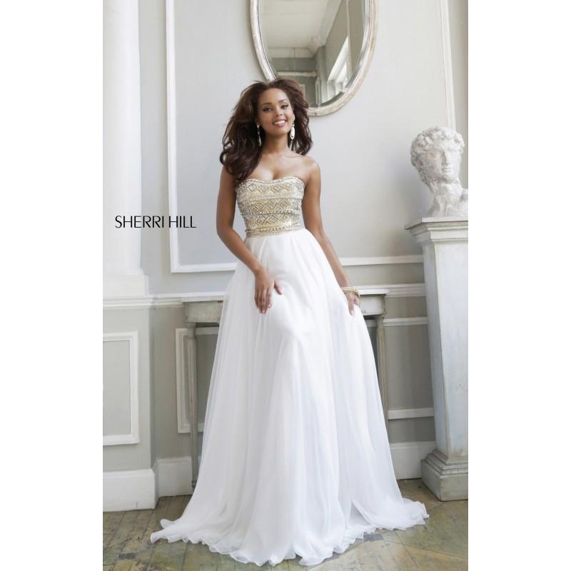 Wedding - Aqua/Gold Sherri Hill 11152 - Chiffon Dress - Customize Your Prom Dress