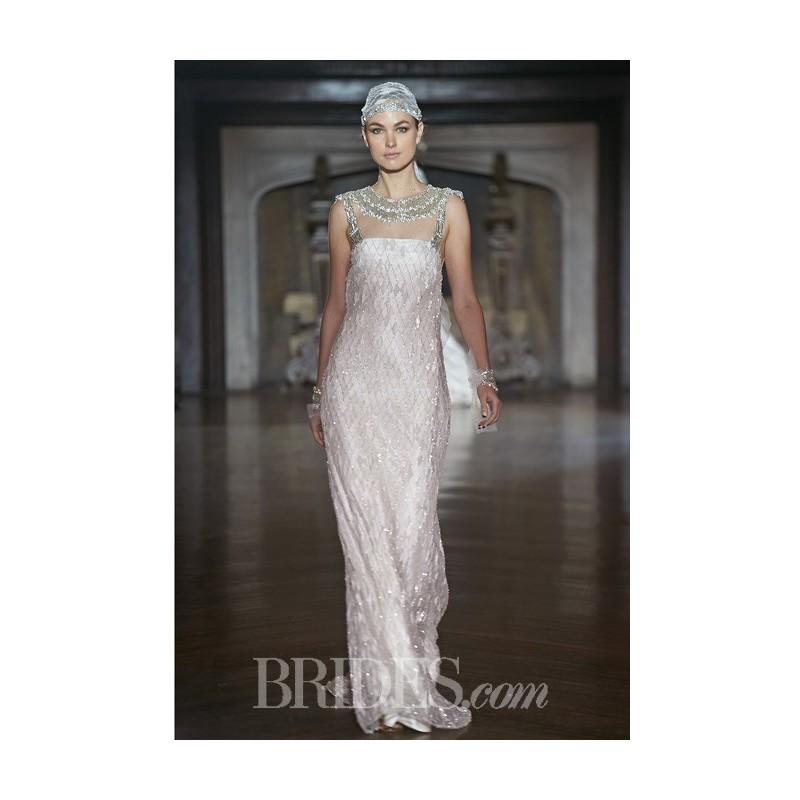 زفاف - Johanna Johnson - Fall 2014 - Sleeveless Beaded Silk and Organza Sheath Wedding Dress - Stunning Cheap Wedding Dresses