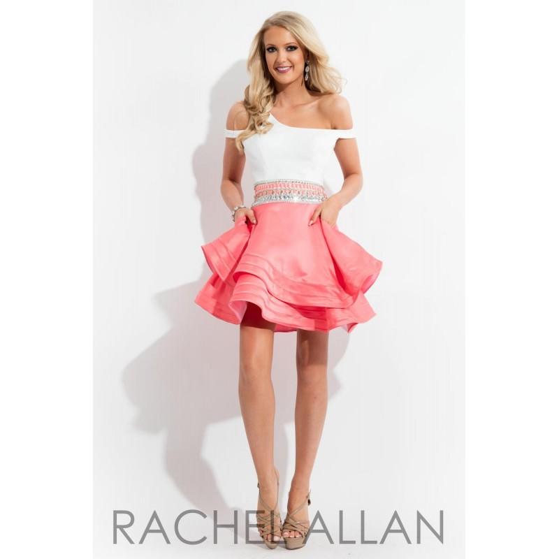Hochzeit - White/Coral Rachel Allan Shorts 4248 Rachel ALLAN Short Prom - Rich Your Wedding Day