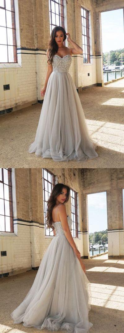 Свадьба - New Arrival A-Line Spaghetti Straps Floor-Length Prom Dress With Beading,325 From Morden Sky