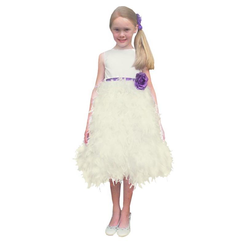 Свадьба - Rosebud Fashions Ivory Satin Bodice w/ Feather Skirt & Removable Ribbon Dress Style: RB5120 - Charming Wedding Party Dresses