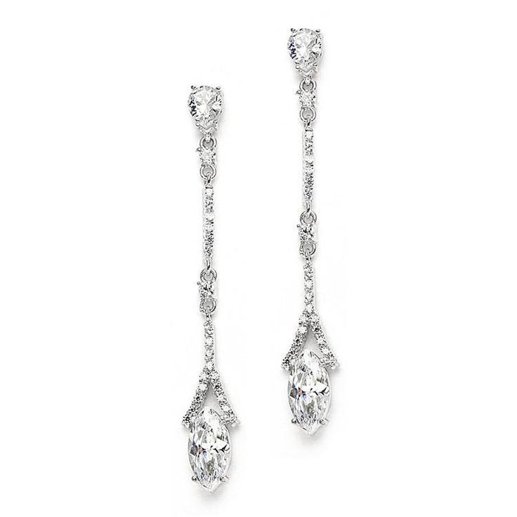 Mariage - The Grace, A Delicate AAAA Cubic Zirconia Linear Wedding Or Bridesmaids Earring Set