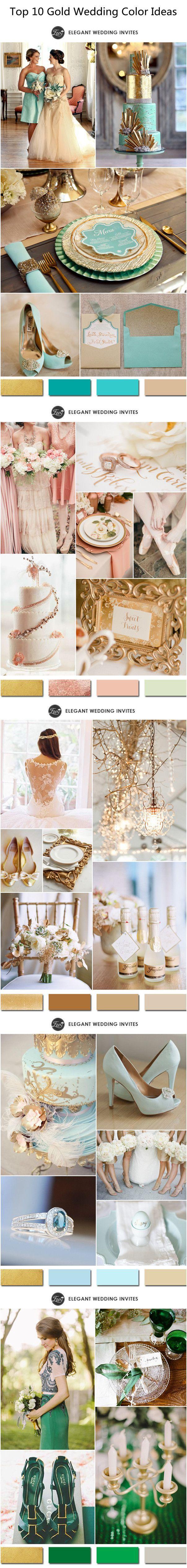 Hochzeit - 10 Hottest Gold Wedding Color Ideas-2016 Wedding Trends Part Two
