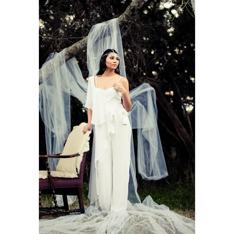 Mariage - Sandy Bridal Jumpsuit with Wrap - Hand-made Beautiful Dresses