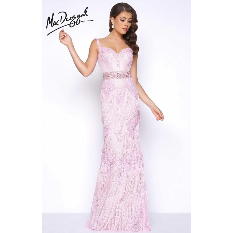 Mariage - Blush Mac Duggal 80716M - Fitted Long Fringe Dress - Customize Your Prom Dress