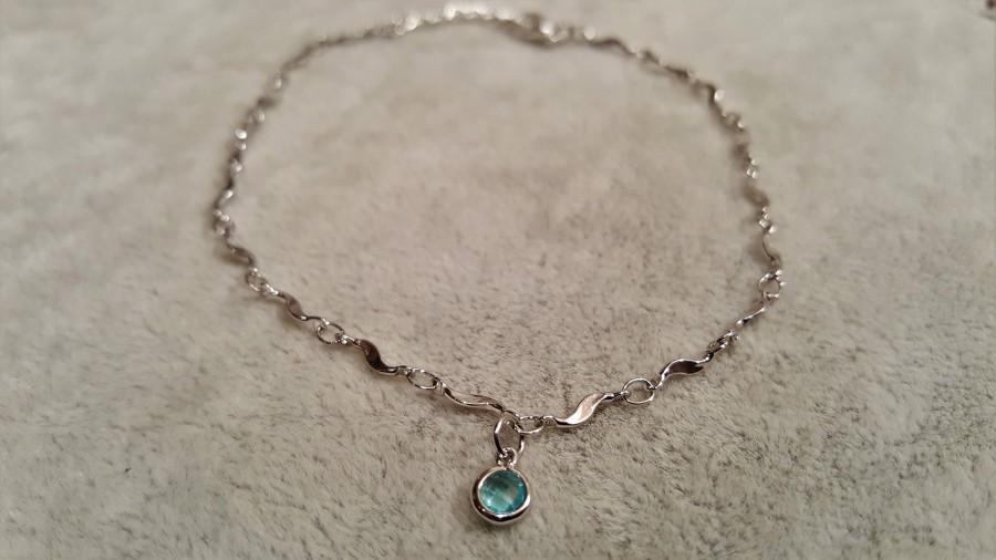 Wedding - Small anklet charm, Small anklet Aquamarine, Simple anklet, Dainty anklet women, Delicate anklet charm, women anklets, ladies anklet dainty