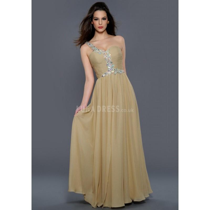 Свадьба - Awesome Chiffon One Shoulder Floor Length A line Sleeveless Natural Waist Prom Gowns - Compelling Wedding Dresses
