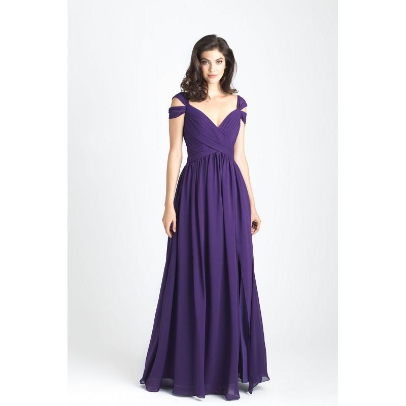 Wedding - Style 1504 by Allure Bridesmaids - Chiffon Floor Off-Shoulder  V-Neck A-Line Short  Capped Bridesmaids Dresses - Bridesmaid Dress Online Shop