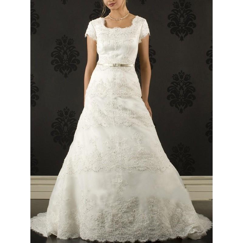 زفاف - Attractive A-Line/Princess Square Court Organza Modest Wedding Dresses In Canada Wedding Dress Prices - dressosity.com