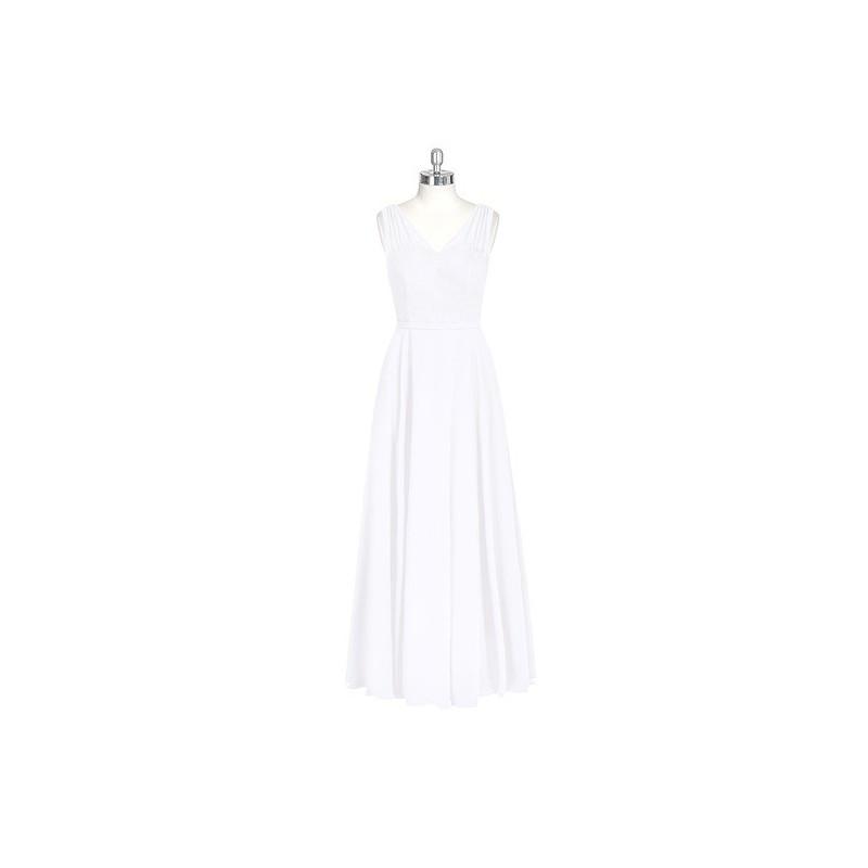 زفاف - White Azazie Eileen - V Neck Illusion Floor Length Chiffon And Lace Dress - Charming Bridesmaids Store