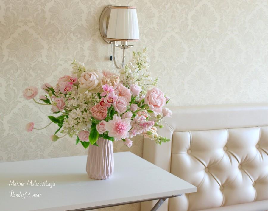 زفاف - Hand modeling,polymer clay bouquet , cold porcelain clay flowers, , mother's day, rose,  in Stock!