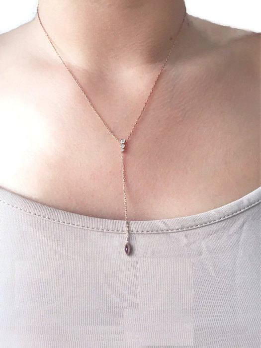 Hochzeit - Diamond Lariat Necklace, Ruby Y Necklace, Silver Lariat Necklace, Rose Gold Lariat Necklace, Layered Necklace, Mother's Day Gift
