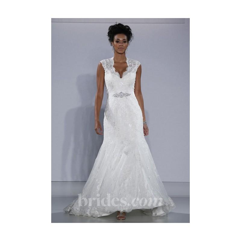 Wedding - Maggie Sottero - Fall 2013 - Marjorie Lace and Satin A-Line Wedding Dress with an Illusion V-Neckline - Stunning Cheap Wedding Dresses