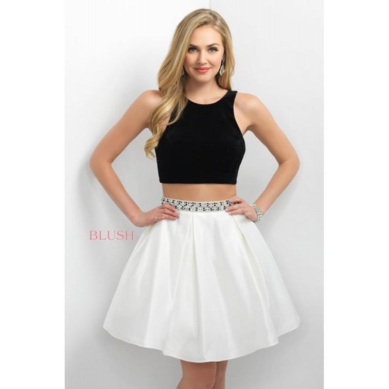 Wedding - Blush 11188 Black And White Short Dress - Short 2 PC, Crop Top Blush Homecoming Jewel, Sleeveless Dress - 2017 New Wedding Dresses