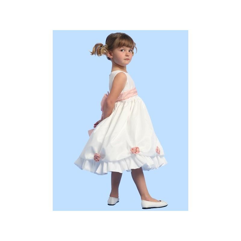 Свадьба - Blossom White Sleeveless Taffeta Dress w/ Detachable Flowers and Sash Style: BL101 - Charming Wedding Party Dresses