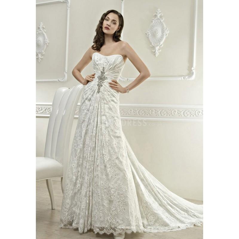 زفاف - Timeless A line Lace Floor Length Scoop Wedding Dress With Ruching - Compelling Wedding Dresses