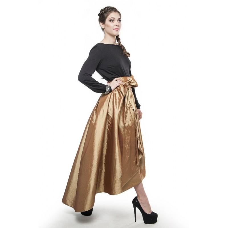 Wedding - Evening Asymmetrical Skirt Gold. Long Skirt Bridesmaid Formal Prom Skirt. - Hand-made Beautiful Dresses