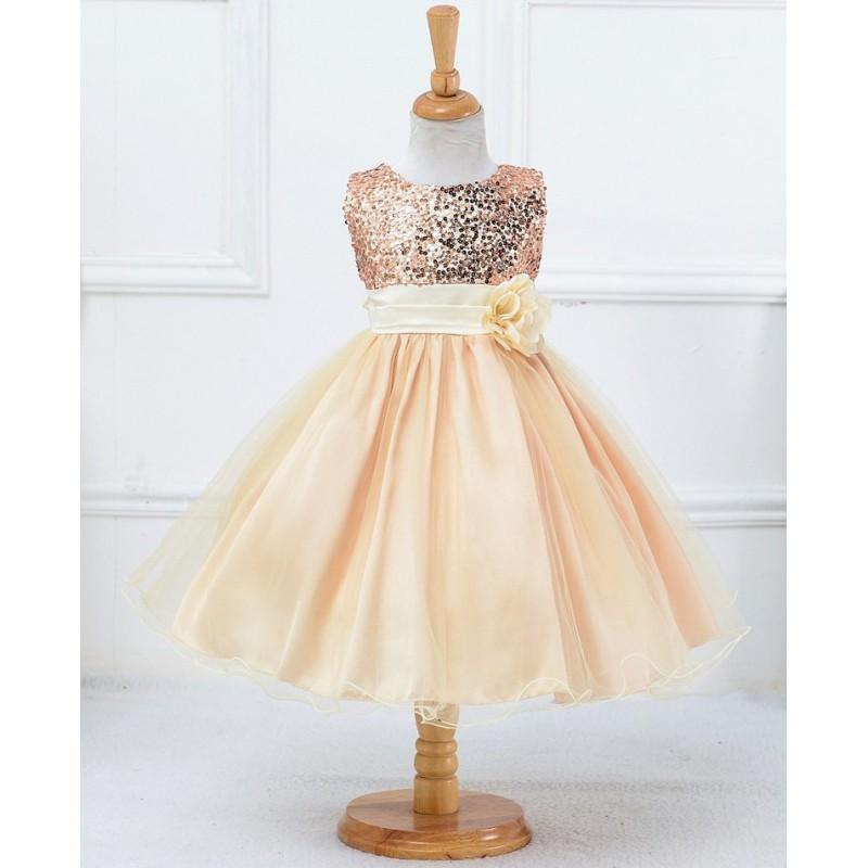 Wedding - Sequin Flower Girls Dress Champagne (pictured) or Ivory - Hand-made Beautiful Dresses