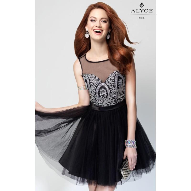 Wedding - Black/Silver Beaded Open Back Dress by Alyce Sweet 16 - Color Your Classy Wardrobe