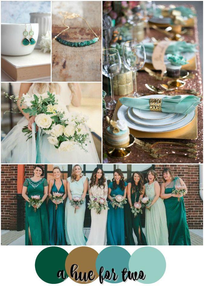 Hochzeit - Mint, Emerald And Gold Wedding Colour Scheme