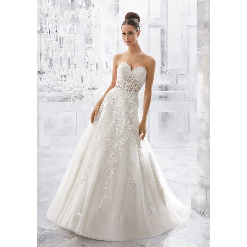 Свадьба - Morilee by Madeline Gardner Fall/Winter Marley 5561 Sweet Royal Train Ivory Sweetheart Aline Embroidery Tulle Wedding Gown - Customize Your Prom Dress