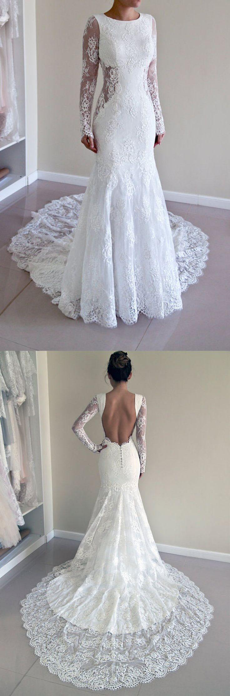 زفاف - Lace Mermaid Bridal Dress, Trumpet