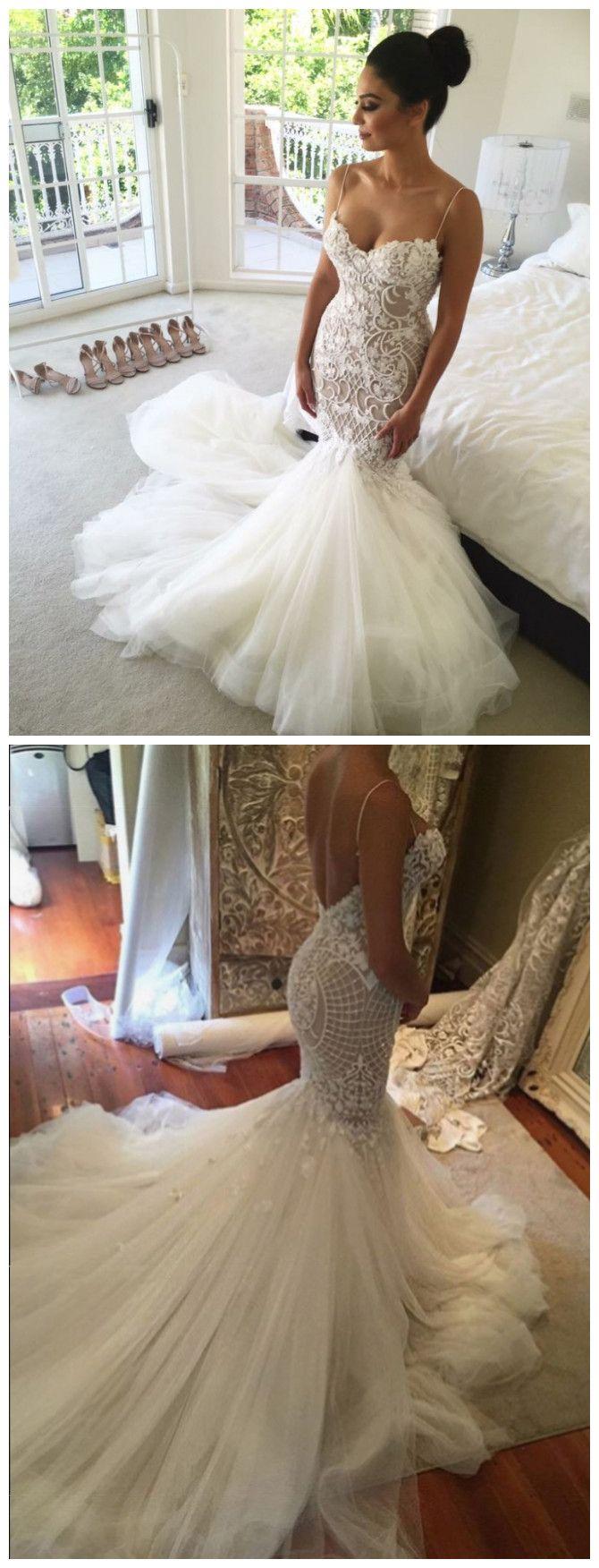 Hochzeit - Backless Luxury Lace Mermaid Wedding Dresses Gelinlik Vestido De Noiva Sereia Applique Robe De Mariage Bridal Gowns From Olesa Wedding Shop