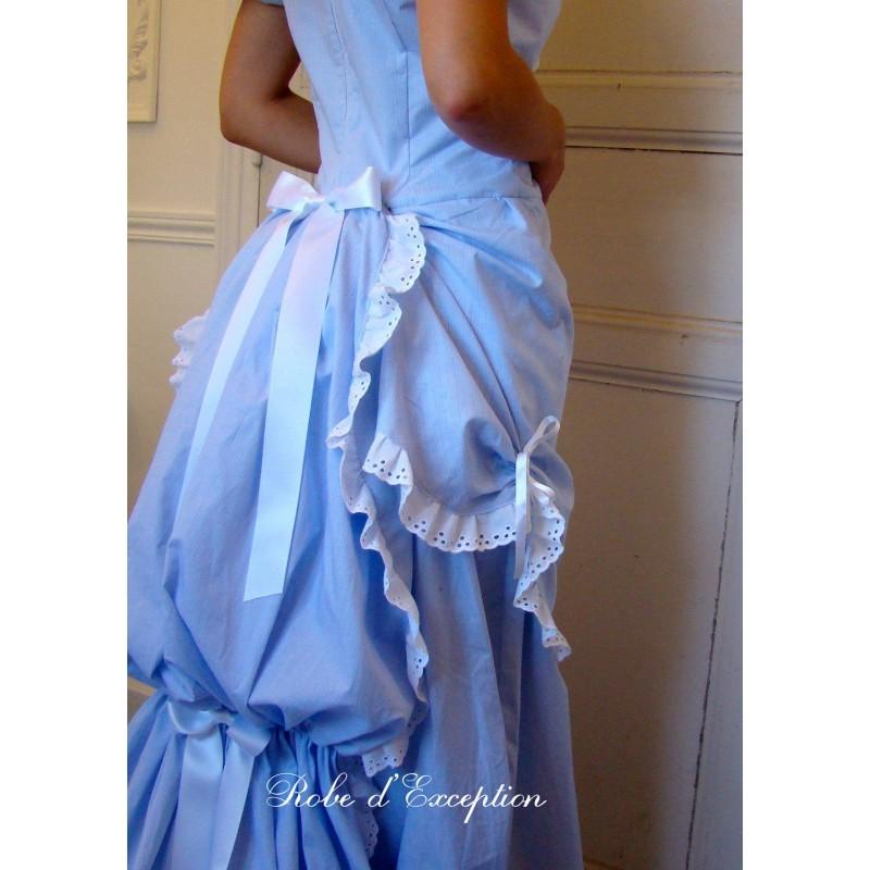 زفاف - To turn light blue and dark blue stripes wedding dress - style 19th century - Hand-made Beautiful Dresses
