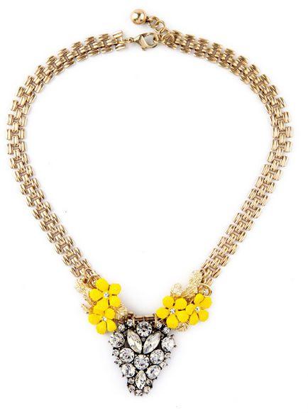Hochzeit - Yellow Flowers Bib Necklace