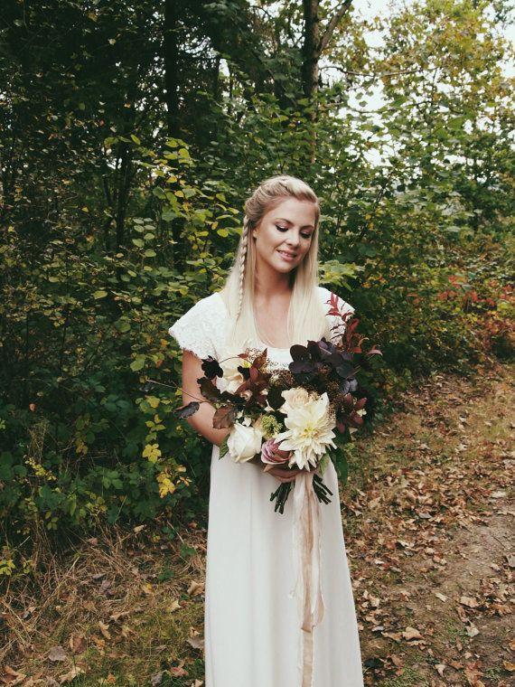Mariage - CLEMENTINE - Corded Lace Bodice And Ivory Chiffon Skirt - Bridal Gown Wedding Dress - Handmade In Brighton, Bohemian Vintage