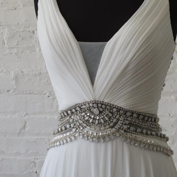 زفاف - Flapper Wedding Dress 1920s Art Deco Gatsby Bridal Gown Bling