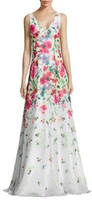 Mariage - David Meister Floral-Print Chiffon Gown