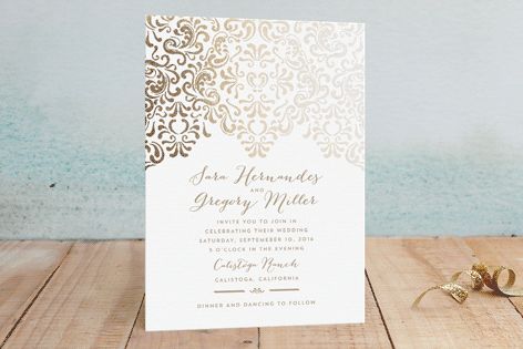 Wedding - "Black Tie Wedding" - Customizable Foil-pressed Wedding Invitations In Gold By Chris Griffith