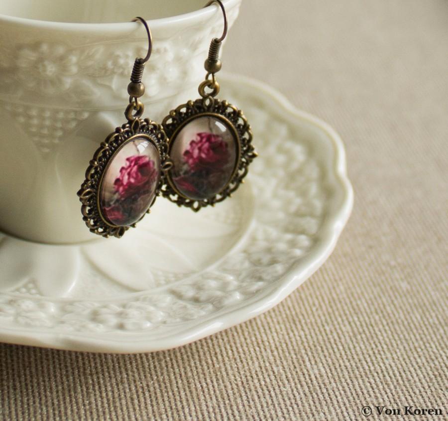 زفاف - Ivory earrings - Victorian earrings - Cameo earrings - Vintage earrings - Oval earrings - Bronze earrings - Antique earrings